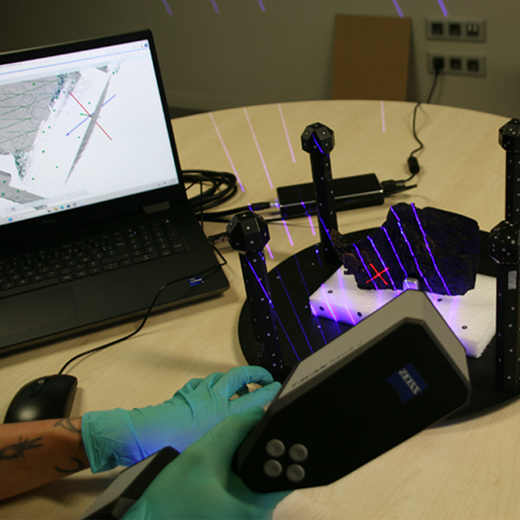 Numérisation d'un fragment de la lorica avec le scanner